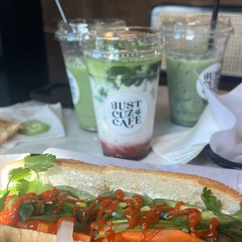 Just Cuz Cafe - Chicken banh mi with sriracha sauce - Cafes Near Me - Lacey, Washington Just Cuz Cafe - Chicken banh mi with sriracha sauce - Cafes Near Me - Lacey, Washington