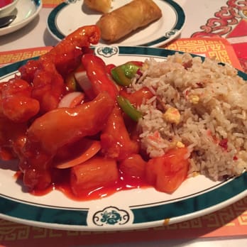 New China - Sweet and sour chicken lunch special with fried rice. Very yummy. Only $7.25 and comes with soup and egg roll. - Chinese Near Me - Redding, California
