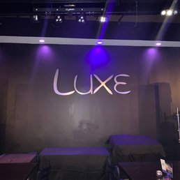 a stage with purple lighting