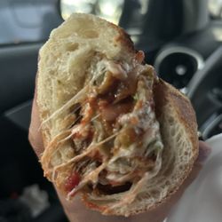 Eggplant Parmigiana sub, the inside