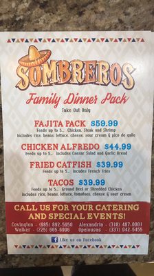 Menu photo 5 Sombreros Mexican Restaurant Walker, LA