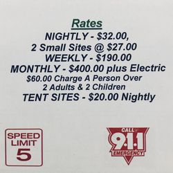 Chapman Creek RV Park - Rates as of 12/10/2018
