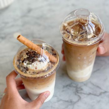 Semicolon Cafe - Tiramisu Latte and latte - Coffee & Tea Near Me - Jersey City, New Jersey
