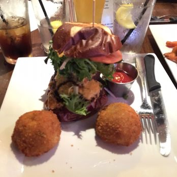 Zero One Brewing Company - Brew House Burger with Potato Balls. - New American Near Me - San Angelo, Texas Zero One Brewing Company - Brew House Burger with Potato Balls. - New American Near Me - San Angelo, Texas