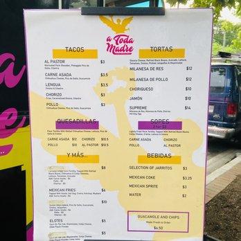 A Toda Madre - menu as of 6/1/21! - Food Trucks Near Me - Arlington, Virginia