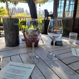 Enjoying a wine tasting on a beautiful afternoon
