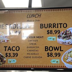 Chevron - The menu for the Taqueria inside Chevron. 10.2.23