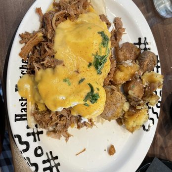 Hash Kitchen - Cristina's Tamale Cakes Benedict - Waffles Near Me - Webster, Texas
