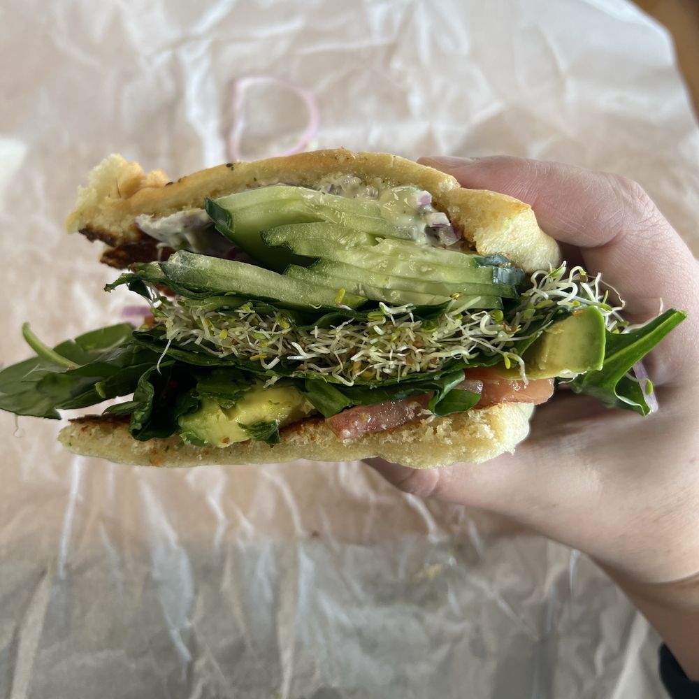 Veggie wrap - but on herbed focaccia.