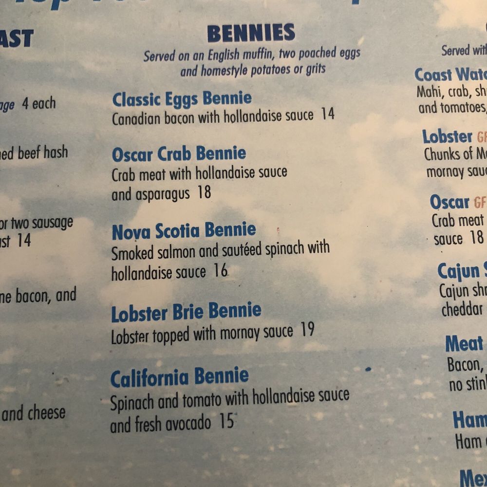 Clear Sky Cafe - List of Bennies. I will try them all eventually - New American Near Me - Clearwater, Florida