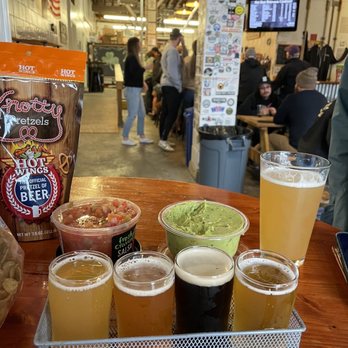 Rip Rap Brewing Co - Beer flight , a pint of the Sextant, and Knotty Pretzels - Breweries Near Me - Norfolk, Virginia Rip Rap Brewing Co - Beer flight , a pint of the Sextant, and Knotty Pretzels - Breweries Near Me - Norfolk, Virginia