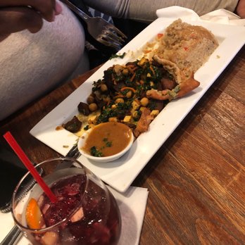 VSPOT - Quinoa w/ Curried Kale and red sangria - Vegan Near Me - Brooklyn, New York VSPOT - Quinoa w/ Curried Kale and red sangria - Vegan Near Me - Brooklyn, New York