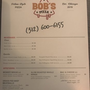 Bob's Pizza - Menu, page 1 - Pizza Near Me - Chicago, Illinois Bob's Pizza - Menu, page 1 - Pizza Near Me - Chicago, Illinois