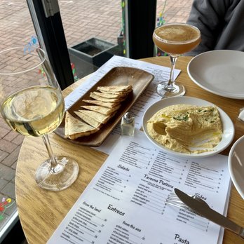 Opa Taverna - Hummus platter...with Chardonnay and Pear Martini. Great table overlooking outside. - Greek Near Me - West Chester, Pennsylvania Opa Taverna - Hummus platter...with Chardonnay and Pear Martini. Great table overlooking outside. - Greek Near Me - West Chester, Pennsylvania