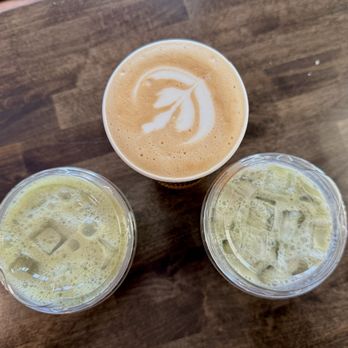 Kahwa Coffee Roasters - Blueberry latte and 2 aloha matchas. - Coffee & Tea Near Me - Fort Worth, Texas Kahwa Coffee Roasters - Blueberry latte and 2 aloha matchas. - Coffee & Tea Near Me - Fort Worth, Texas