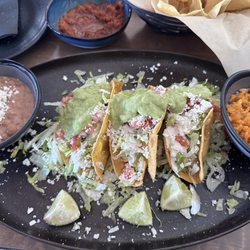 The Mexicano Pop-Up - Best potato tacos!! CRISPY POTATO potato + crema fresca + queso fresco + pico de gallo + salsa verde + lettuce