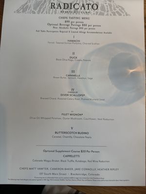 Menu photo 5 Radicato Breckenridge, CO