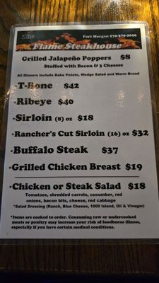 Menu photo 1 The Flame Steakhouse Fort Morgan, CO