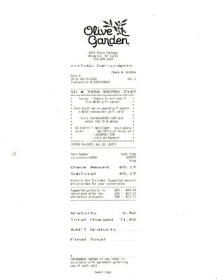 Menu photo 1 Olive Garden Italian Restaurant Brooklyn, NY Menu photo 1 Olive Garden Italian Restaurant Brooklyn, NY