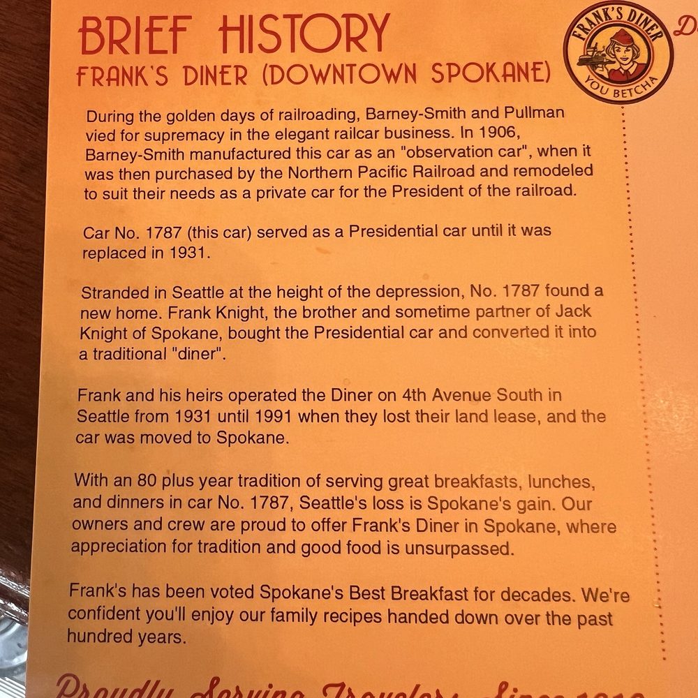Frank's Diner - History of Franks Diner - Diners Near Me - Spokane, Washington Frank's Diner - History of Franks Diner - Diners Near Me - Spokane, Washington