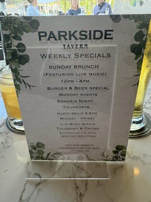 Menu photo 5 Parkside Tavern Morristown, NJ Menu photo 5 Parkside Tavern Morristown, NJ