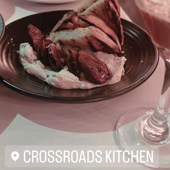 Crossroads Kitchen - Poached Pears & Whipped Feta (gluten free option) - Vegan Near Me - Los Angeles, California
