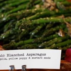 A Fork Full of Earth Organic Catering - Crisp spring asparagus with shallot vinaigrette and delicious toasted seeds of all kinds