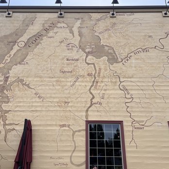 7 Devils Brewery and Public House - Coos Bay map, on outside wall - New American Near Me - Coos Bay, Oregon 7 Devils Brewery and Public House - Coos Bay map, on outside wall - New American Near Me - Coos Bay, Oregon