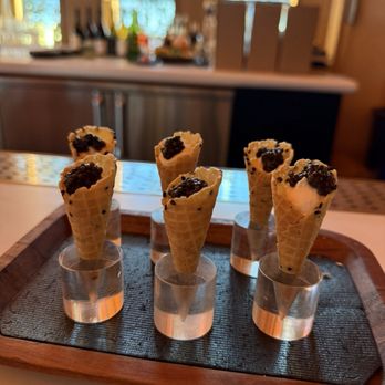Eos & Nyx - Surprise amuse bouche: caviar cones - Cocktail Bars Near Me - San Jose, California Eos & Nyx - Surprise amuse bouche: caviar cones - Cocktail Bars Near Me - San Jose, California