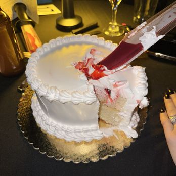 Fork n Film - Cake for dessert! Novelty knives were handed out to use for cutting this really big cake for 2! - Outdoor Movies Near Me - Las Vegas, Nevada Fork n Film - Cake for dessert! Novelty knives were handed out to use for cutting this really big cake for 2! - Outdoor Movies Near Me - Las Vegas, Nevada