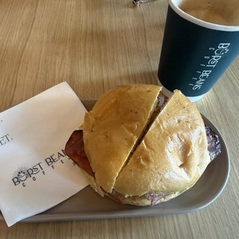 Burst Beans Coffee - Breakfast sandwich and cappuccino combo to start. - Coffee & Tea Near Me - Hackensack, New Jersey Burst Beans Coffee - Breakfast sandwich and cappuccino combo to start. - Coffee & Tea Near Me - Hackensack, New Jersey
