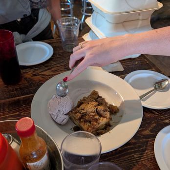 Riverhouse BBQ & Events - Cinnamon bread pudding and Huckleberry ice cream - Barbeque Near Me - Big Sky, Montana
