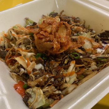 Bumblebee's KBBQ and Grill - Bulgogi Noodle (with a side of kimchi added on top) - Korean Near Me - Provo, Utah