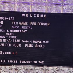 Hooks' Alley - Menu