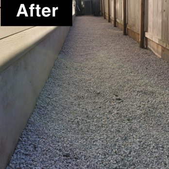 Adam's Lawn Service Austin - before and after photos of a gravel patio - Tree Services Near Me - Austin, Texas