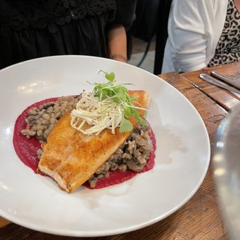 Borealis Grille & Bar - Steelhead. Overcooked and dry flavorless. Too much barley stuff. - American Near Me - Kitchener, Ontario