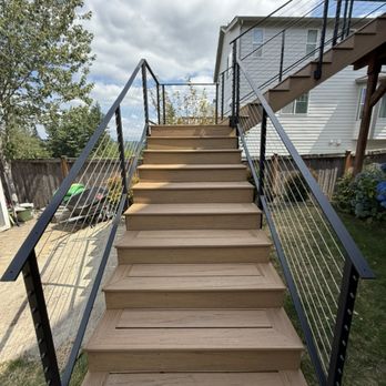 Planet Builders - Another deck done by planet builder, timbertech along with cables Railing - Roofing Near Me - Kenmore , Washington