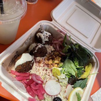 Dune Downtown - Humus and falafel plate, rosemary lemonade - Falafel Near Me - Los Angeles, California