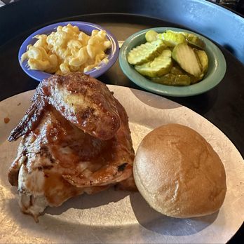 Hickory Park Restaurant Co. - Quarter chicken meal with mac n cheese and pickles - American Near Me - Ames, Iowa