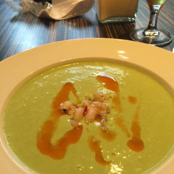 Jump Restaurant - Chilled pea soup with shrimp - Canadian (New) Near Me - Toronto, Ontario Jump Restaurant - Chilled pea soup with shrimp - Canadian (New) Near Me - Toronto, Ontario