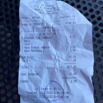 El Taquito - Almost $20 for 3 tacos and 2 drinks. - Mexican Near Me - Austin, Texas