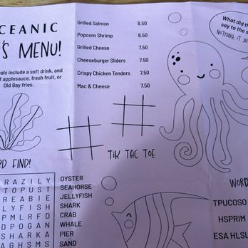 Oceanic - Kids menu- appreciated some additional choices for kids - Seafood Near Me - Wrightsville Beach, North Carolina Oceanic - Kids menu- appreciated some additional choices for kids - Seafood Near Me - Wrightsville Beach, North Carolina