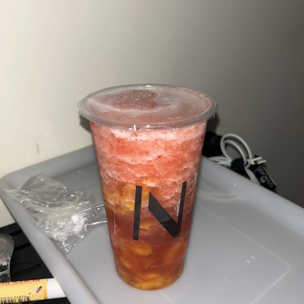 Nameless Tea & Coffee - Fresh Strawberry Peach Green Tea slush - Coffee & Tea Near Me - San Francisco, California Nameless Tea & Coffee - Fresh Strawberry Peach Green Tea slush - Coffee & Tea Near Me - San Francisco, California