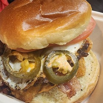 Made Burgers - Brunch burger. Asked for an over easy egg, instead they have me a fried egg and added jalapeños was .50 - Burgers Near Me - Lawndale, California Made Burgers - Brunch burger. Asked for an over easy egg, instead they have me a fried egg and added jalapeños was .50 - Burgers Near Me - Lawndale, California