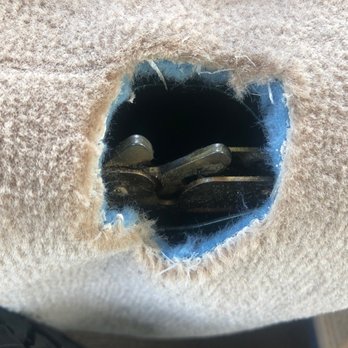 Complete Interior Restorations - Trunk latch opening -- left a raw hole gouged $750 custom wool carpet. $5,250 for carpet installation - Auto Upholstery Near Me - Atlanta, Georgia