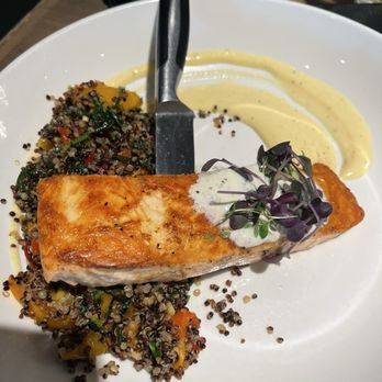 Picazzo's Healthy Italian Kitchen - Athena quinoa bowl+salmon: $17+$9=$26.00 - Gluten-Free Near Me - Glendale, Arizona Picazzo's Healthy Italian Kitchen - Athena quinoa bowl+salmon: $17+$9=$26.00 - Gluten-Free Near Me - Glendale, Arizona