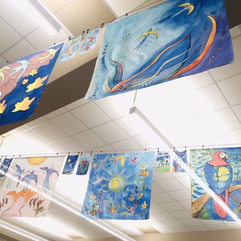 Chattanooga Public Library - Close up of some of the flags hanging in the 1st floor main area - Libraries Near Me - Chattanooga, Tennessee