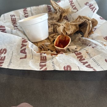 Layne's Chicken Fingers - empty plate ; finished all my food 4 Finger Meal* Gravy* - Chicken Shop Near Me - Frisco, Texas Layne's Chicken Fingers - empty plate ; finished all my food 4 Finger Meal* Gravy* - Chicken Shop Near Me - Frisco, Texas