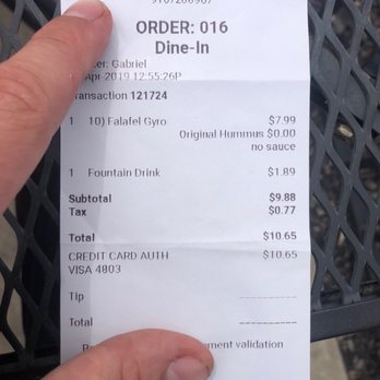 Extreme Hummus - Receipt - Mediterranean Near Me - Citrus Heights, California