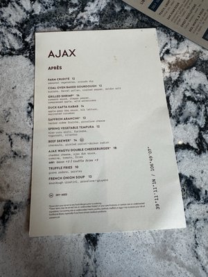 Menu photo 5 Ajax Downtown Denver, CO